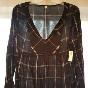 Plaid V Neck top